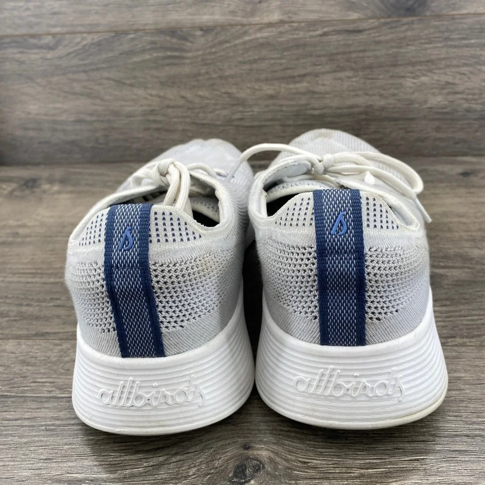 Allbirds Tree Dasher Mens 13.5 Blizzard White Navy Knit Running Shoes A11348M135